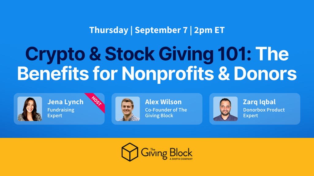 Crypto & Stock Giving 101 The Benefits for Nonprofits & Donors - EVENT | The Giving Block