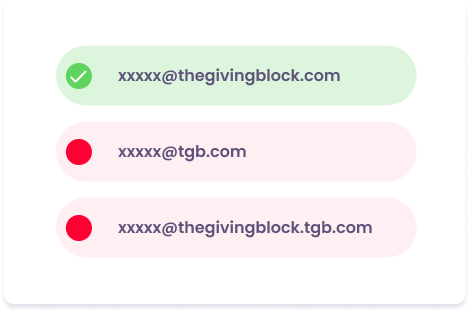 Valid communications from The Giving Block Valid communications from The Giving Block
